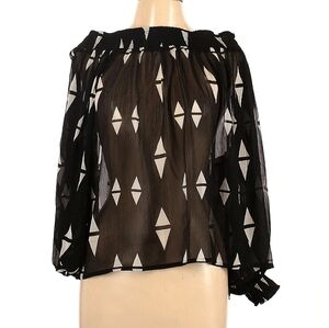 NWT H&M Black and White Sheer Geometric Blouse